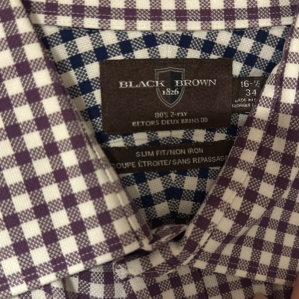Black Brown 1826 Dress Shirt - Size 16 1/2 neck, 34 sleeve. Slim fit. - Picture 5 of 5